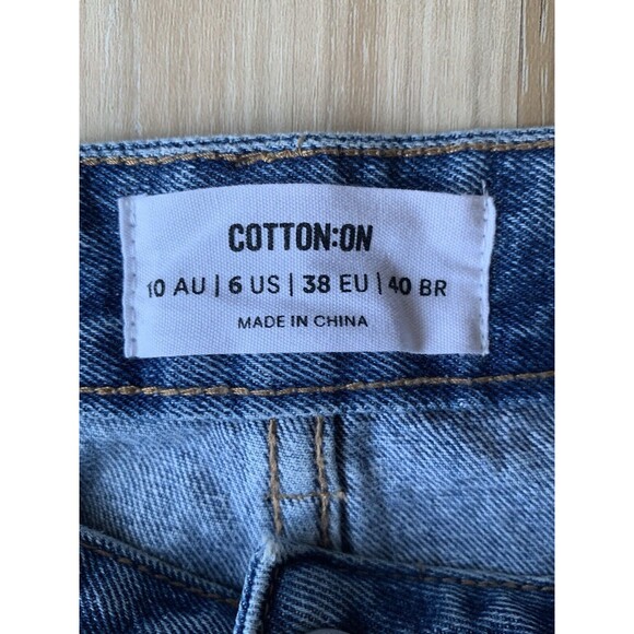 Cotton On Jeans Women’s Sz6 High Waisted 90s Blue Denim Pants Distressed Stretch - Picture 7 of 15